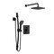 Keeney Rain Pressure Balanced Square Shower System, Matte Black KIT-QUA130CMB